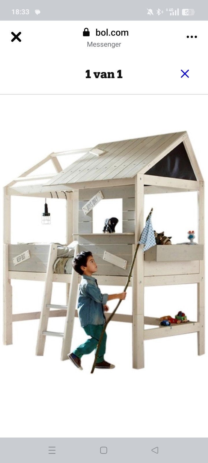 Huisbed / Speelbed inclusief matras, Kinderen en Baby's, Kinderkamer | Bedden, Ophalen, 85 tot 100 cm, Hoogslaper of Stapelbed