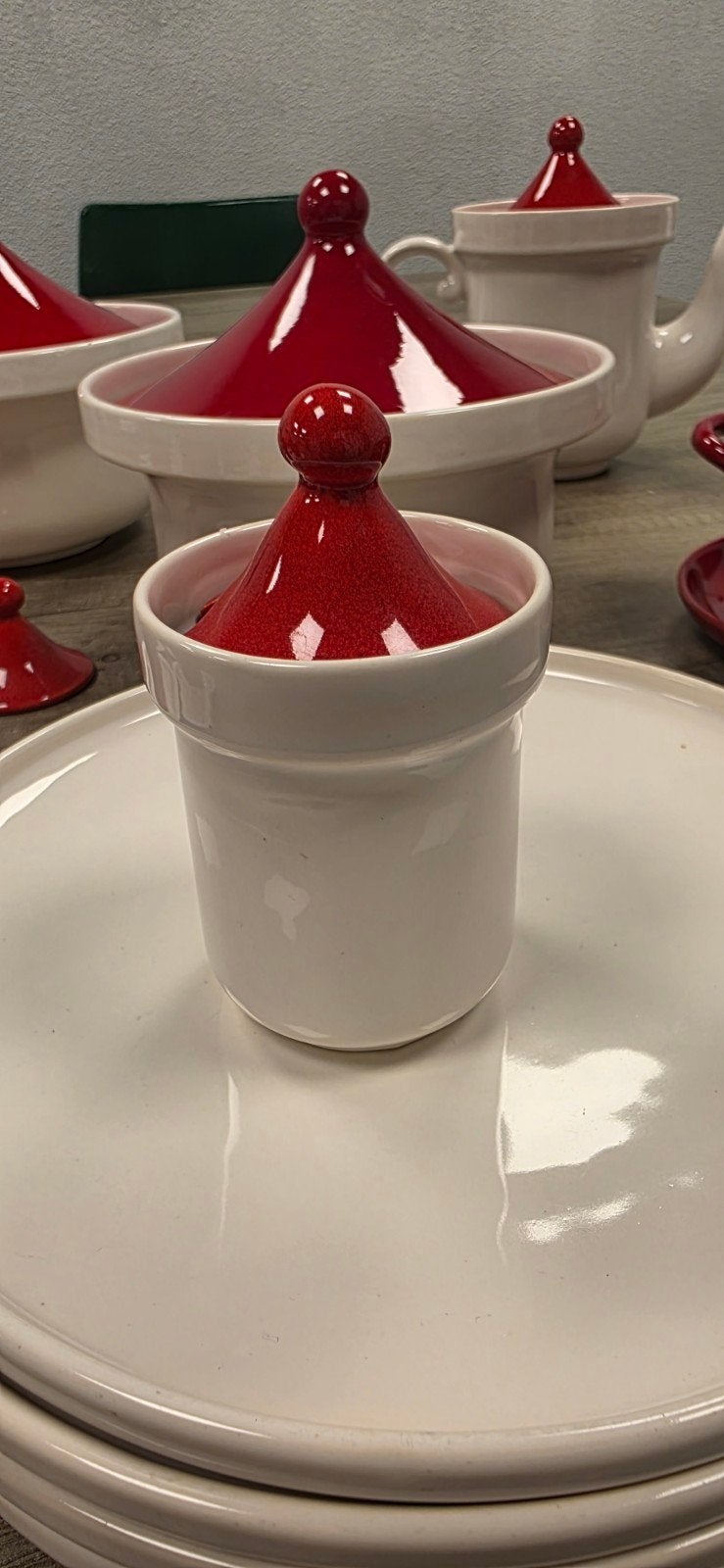 Huizen Potterie Serie laren - Servies Rood/Wit, Overige merken, Keramiek, Overige typen, Vintage