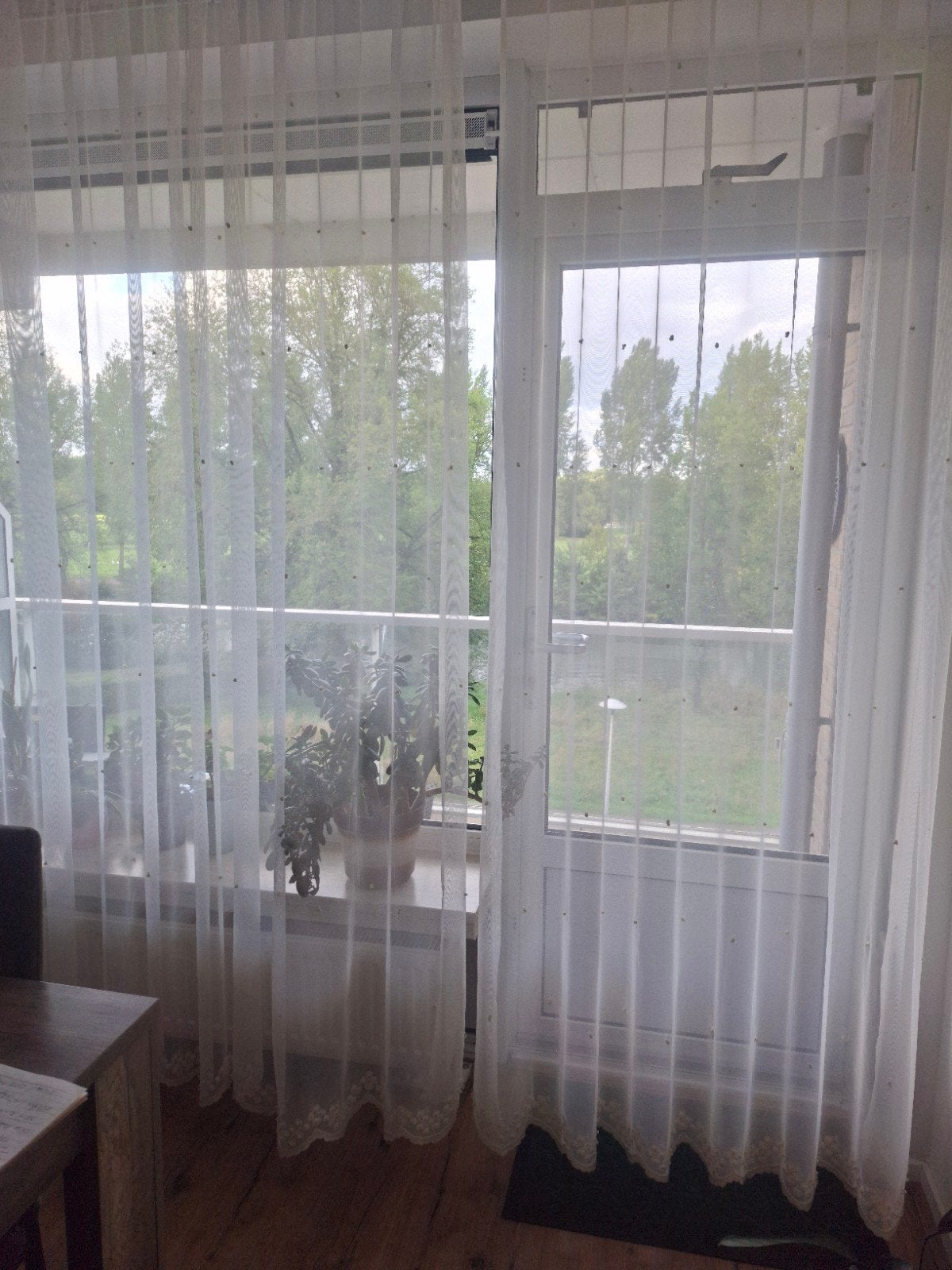 Witte vitrage gordijnen - 2 delen, perfecte staat, Vitrage, 320 cm, Wit, Ophalen of Verzenden