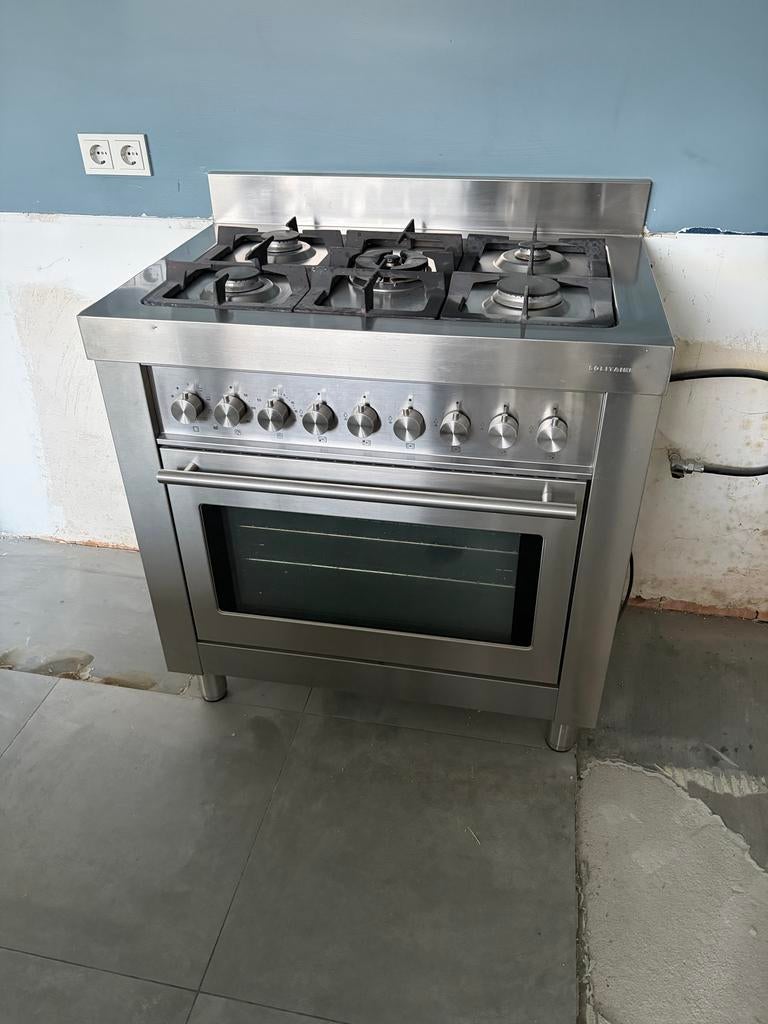 Solitaire Vrijstaand Gasfornuis met Oven - RVS, Witgoed en Apparatuur, Fornuizen, 60 cm of meer, Ophalen of Verzenden, Zo goed als nieuw