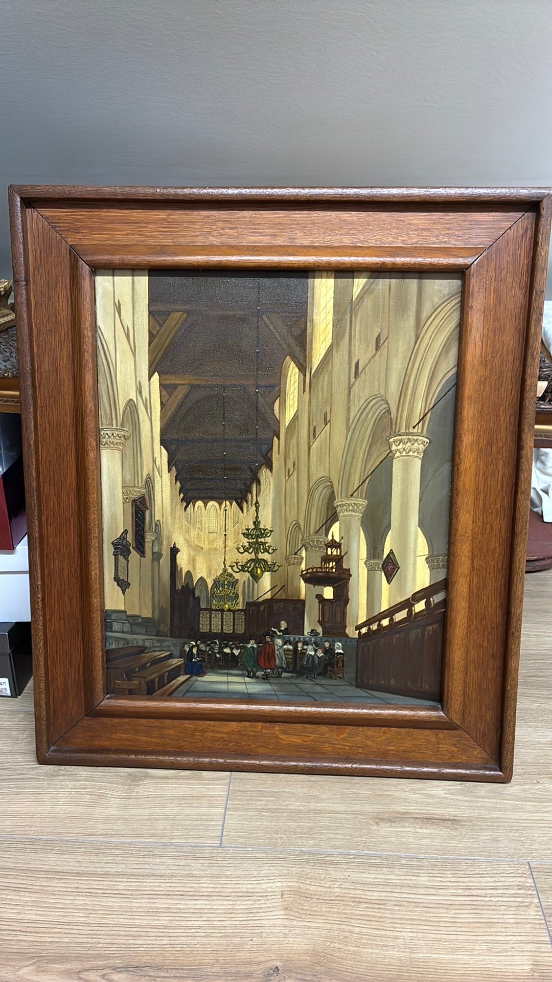 Antiek schilderij, Ophalen, Bruin, Gebruikt, 56 cm