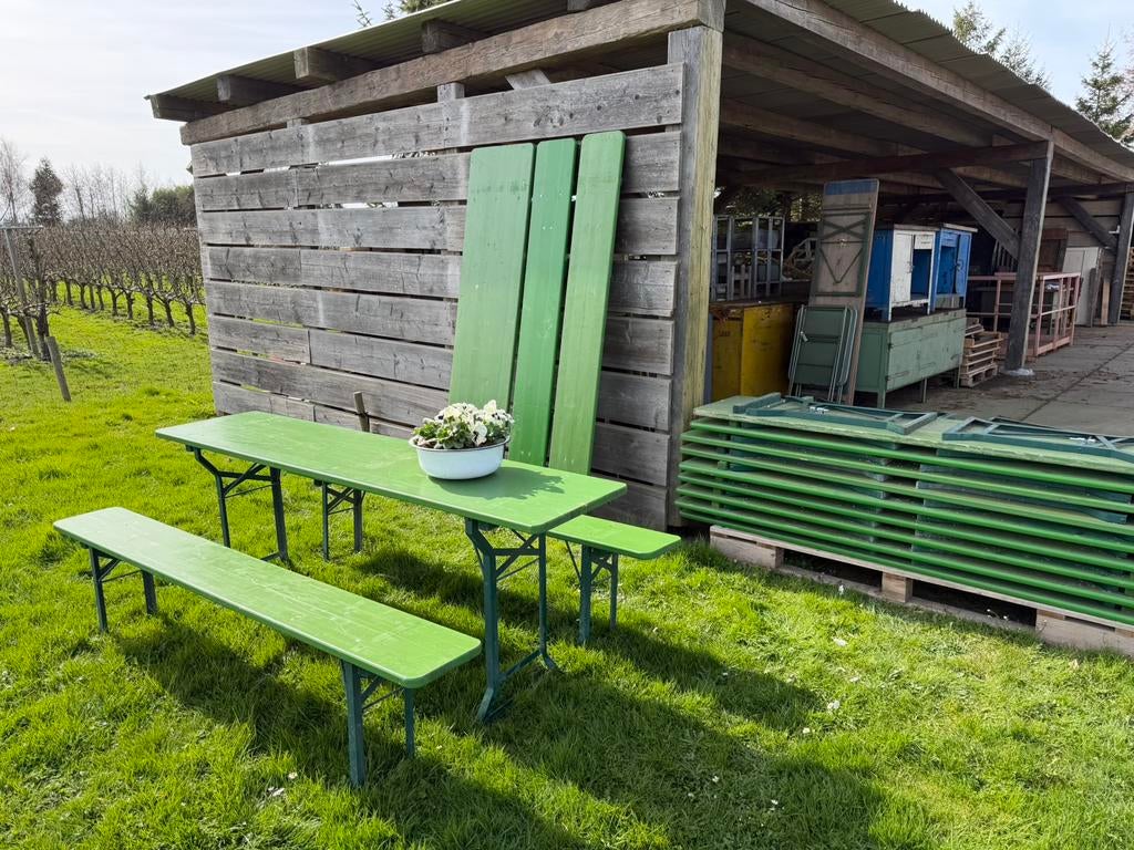Bierbanken | Biertafel set | Bierset | Picknicktafel, Tuin en Terras, Ophalen, Rechthoekig, Hout, Inklapbaar