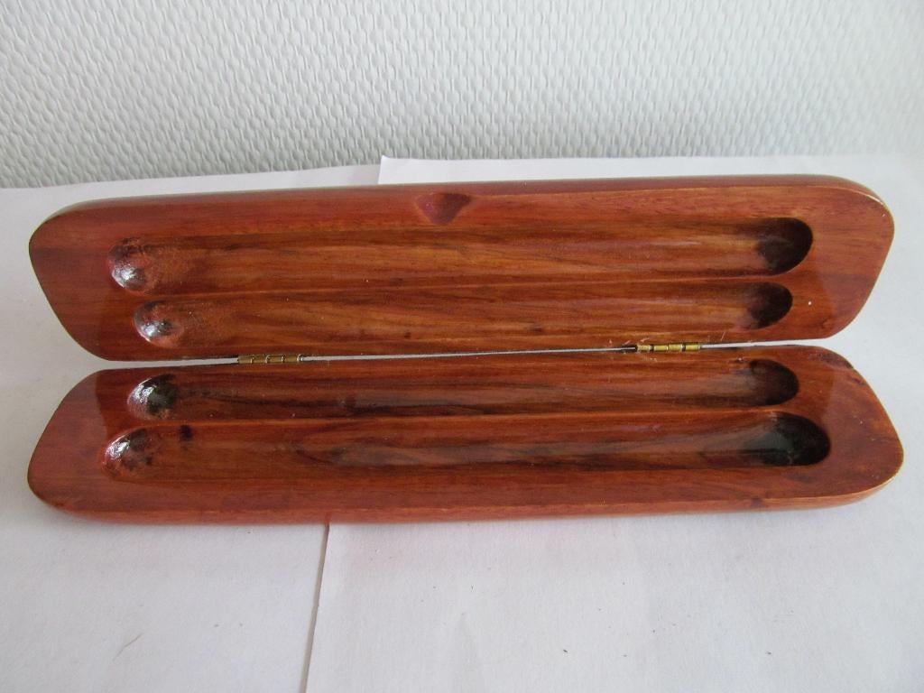 Houten pennendoos met paarlemoer inlegmotief, Antiek en Kunst, Ophalen
