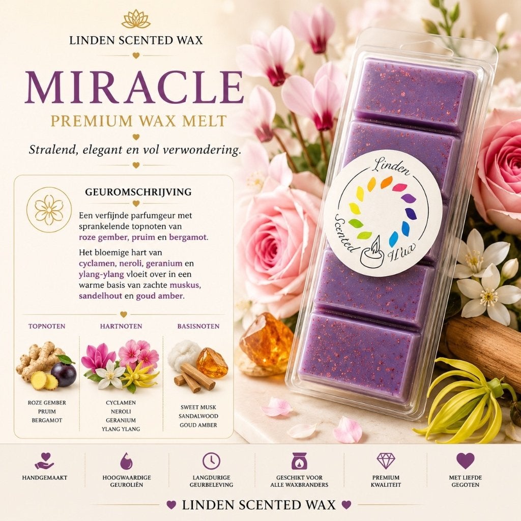 Waxmelts MIRACLE parfum geur waxmelt snapbar, Paars, Ophalen of Verzenden, Kaars, Was