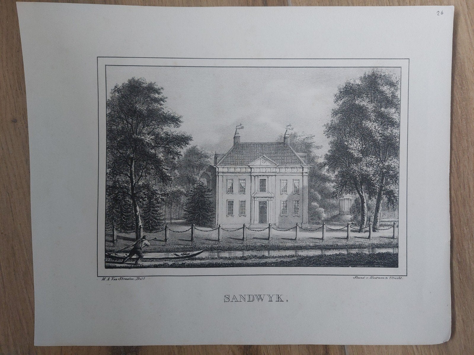 26 Sandwyk Sandwijk Sandwijck De Bilt - orig. steendruk 1829, Antiek en Kunst, Gesigneerd in de plaat, Ophalen of Verzenden, Landschappen