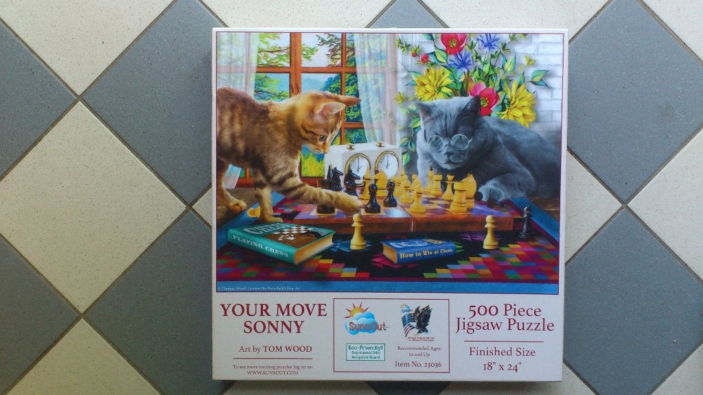 SunsOut - Your Move Sonny - Kattenpuzzel, 500 st. Compleet, Ophalen, 500 t/m 1500 stukjes, Gebruikt, Legpuzzel