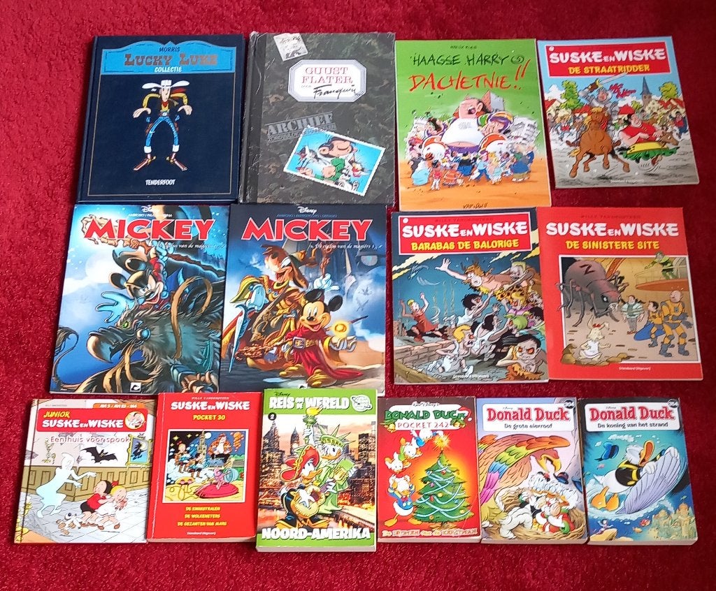 14 Stripboeken (Donald Duck, Suske en Wiske, Guust, Mickey), Meerdere stripboeken, Ophalen of Verzenden, Zo goed als nieuw, Diverse auteurs