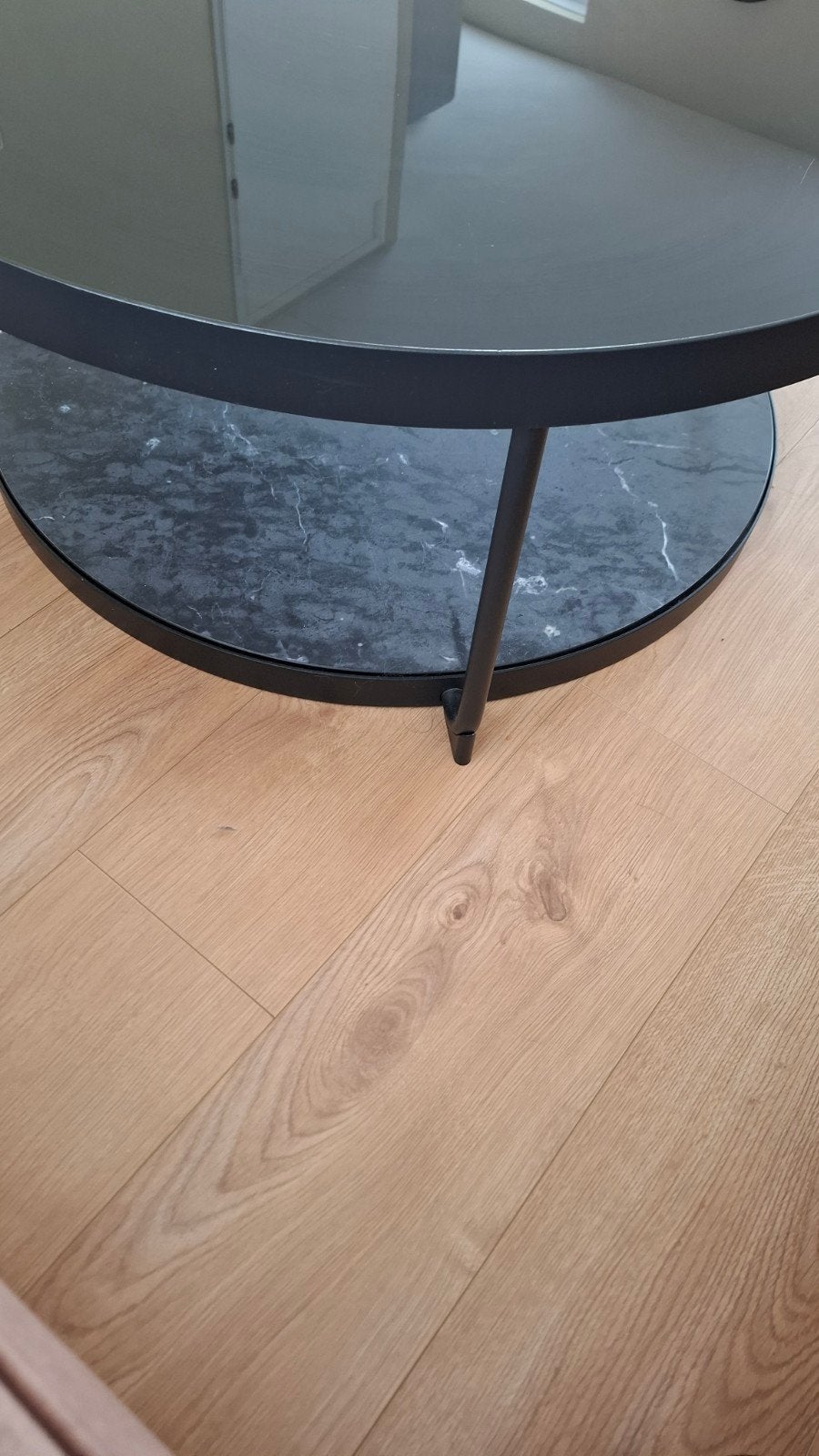 Salontafel Zwart met Marmerlook Onderblad, 50 tot 100 cm, Modern, Industrieel, Glas, Rond