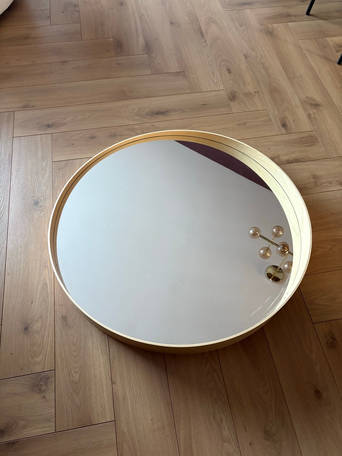 IKEA Stockholm spiegel licht eiken 80cm diameter, Ophalen, Rond, Zo goed als nieuw, 75 tot 100 cm