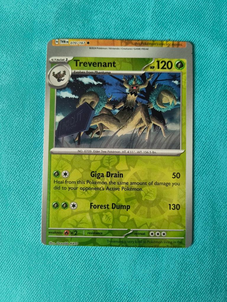 Trevenant 013/167 Reverse Holo Miscut Error Pokémon Kaart, Ophalen of Verzenden, Zo goed als nieuw, Losse kaart, Foil