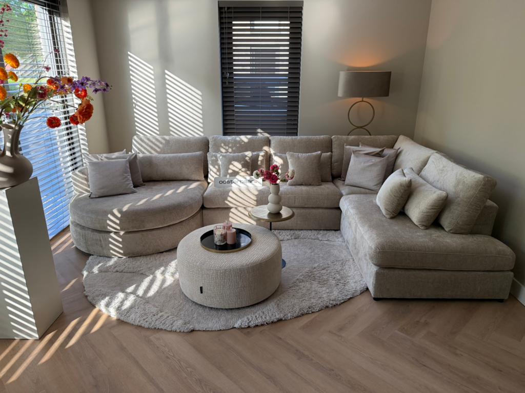 Luxe Velvet Teddy U-bank Cono 160x370x220cm Beige Sand NIEUW, Info@oosterbaanwonen.nl, Venus 31 8448CE Heerenveen, Hoekbank, Oosterbaan Wonen