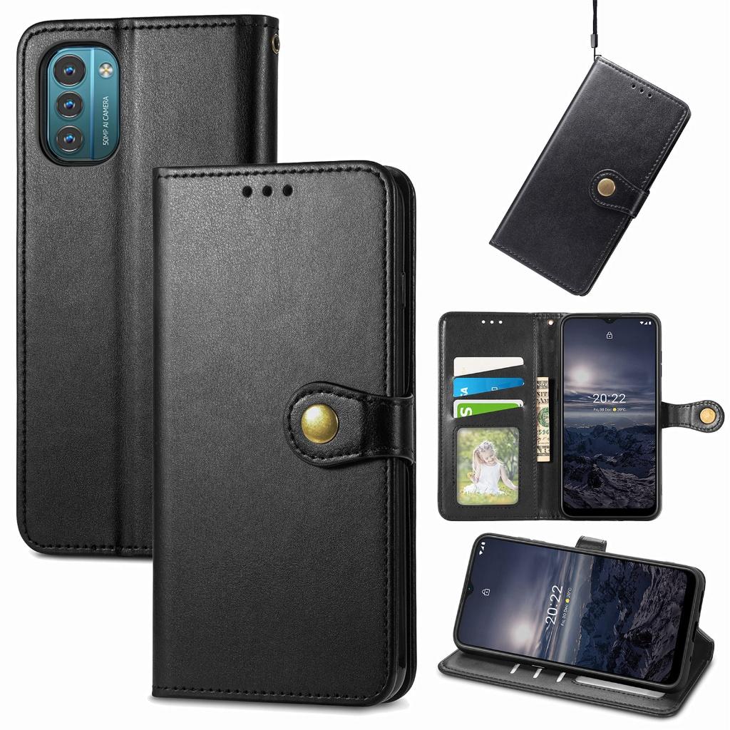 Luxe Wallet Case + Screenprotector voor Nokia G21/G11 _Zwart, Verzenden, Nieuw, Hoesje of Tasje