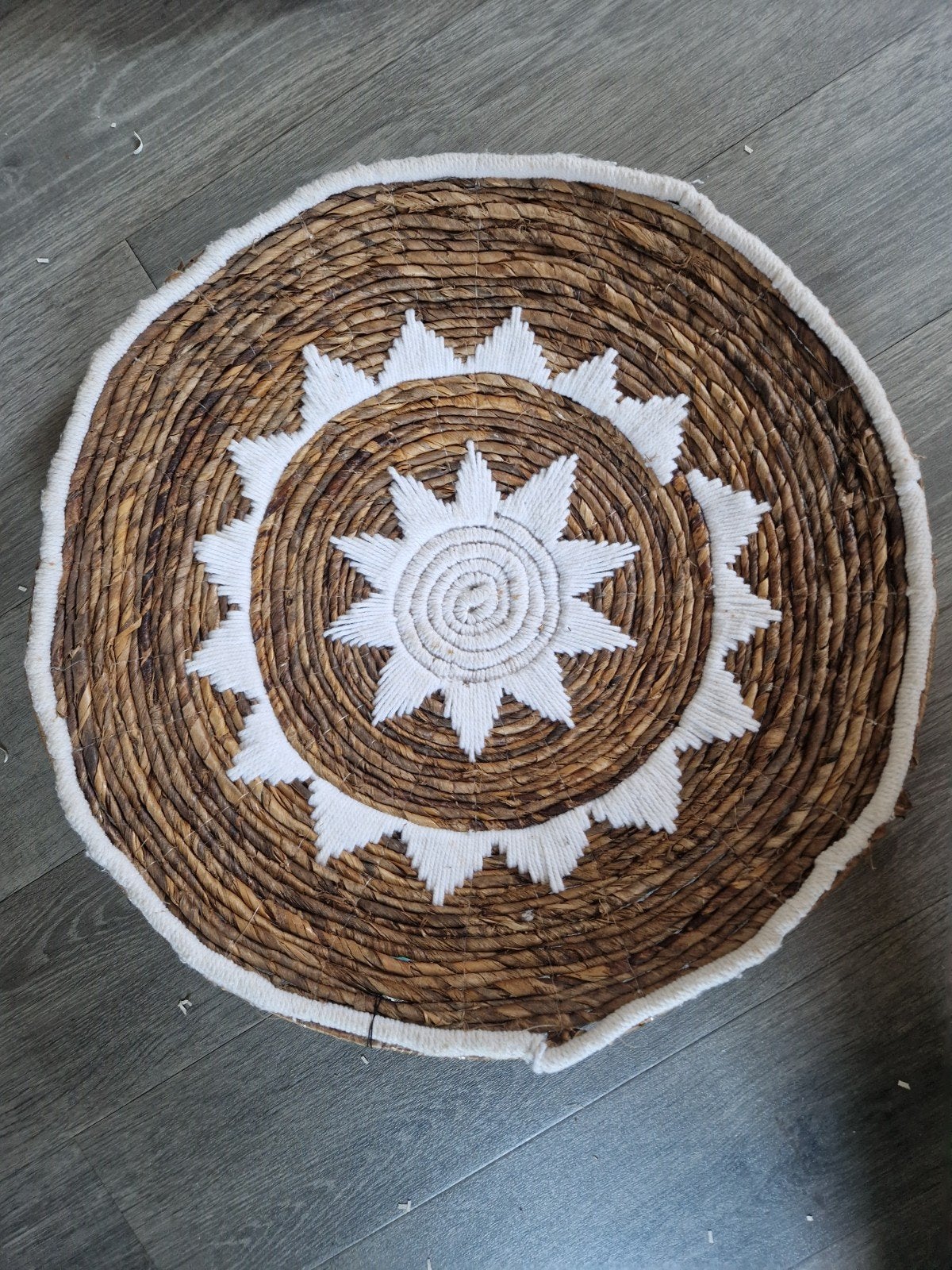 Decoratieve wandhanger van zeegras met wit patroon, Ophalen, Meerkleurig, Boho, Nieuw
