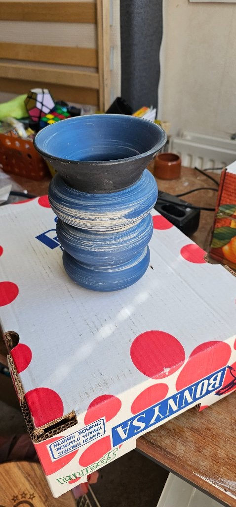 Blauwe vaas Mobach rond 1988, Ophalen, Blauw, Zo goed als nieuw, Steen/keramiek