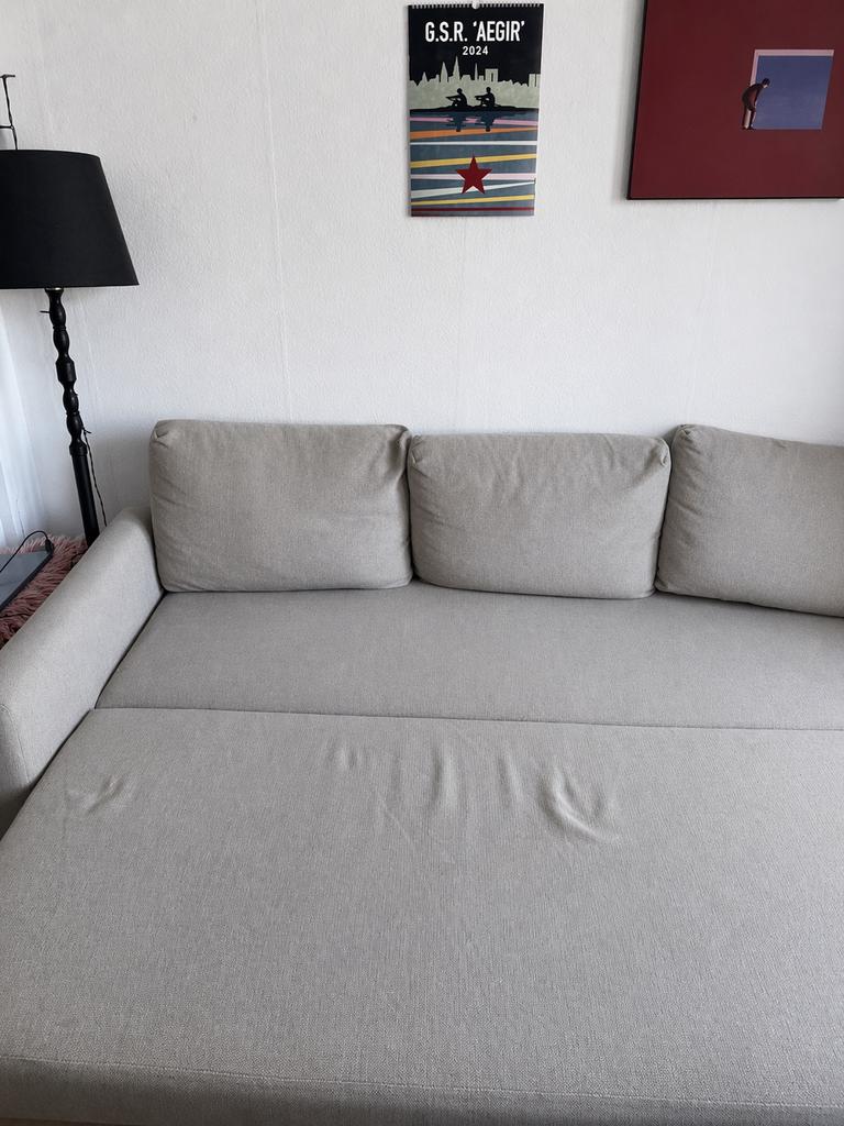 IKEA Friheten slaapbank 3-zits, Huis en Inrichting, Ophalen, Gebruikt, Grijs, Tweepersoons