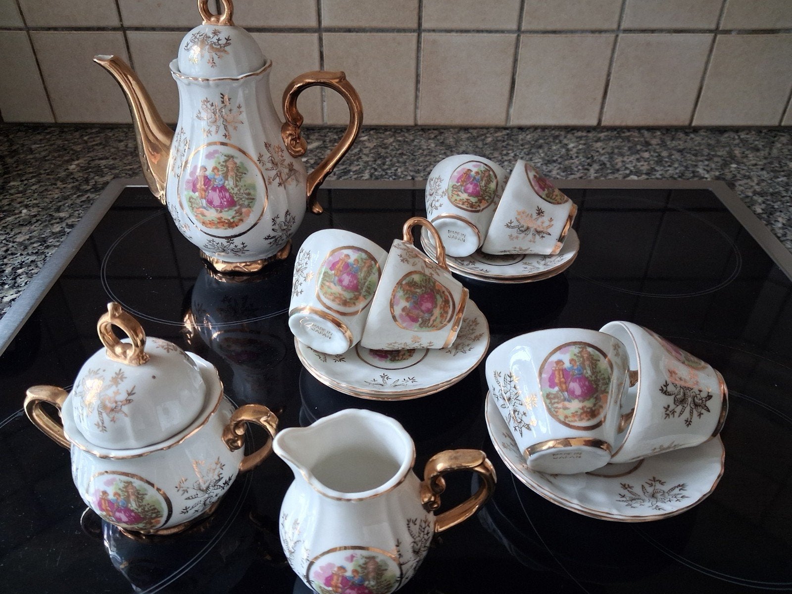 Vintage mocca servies, Ophalen of Verzenden