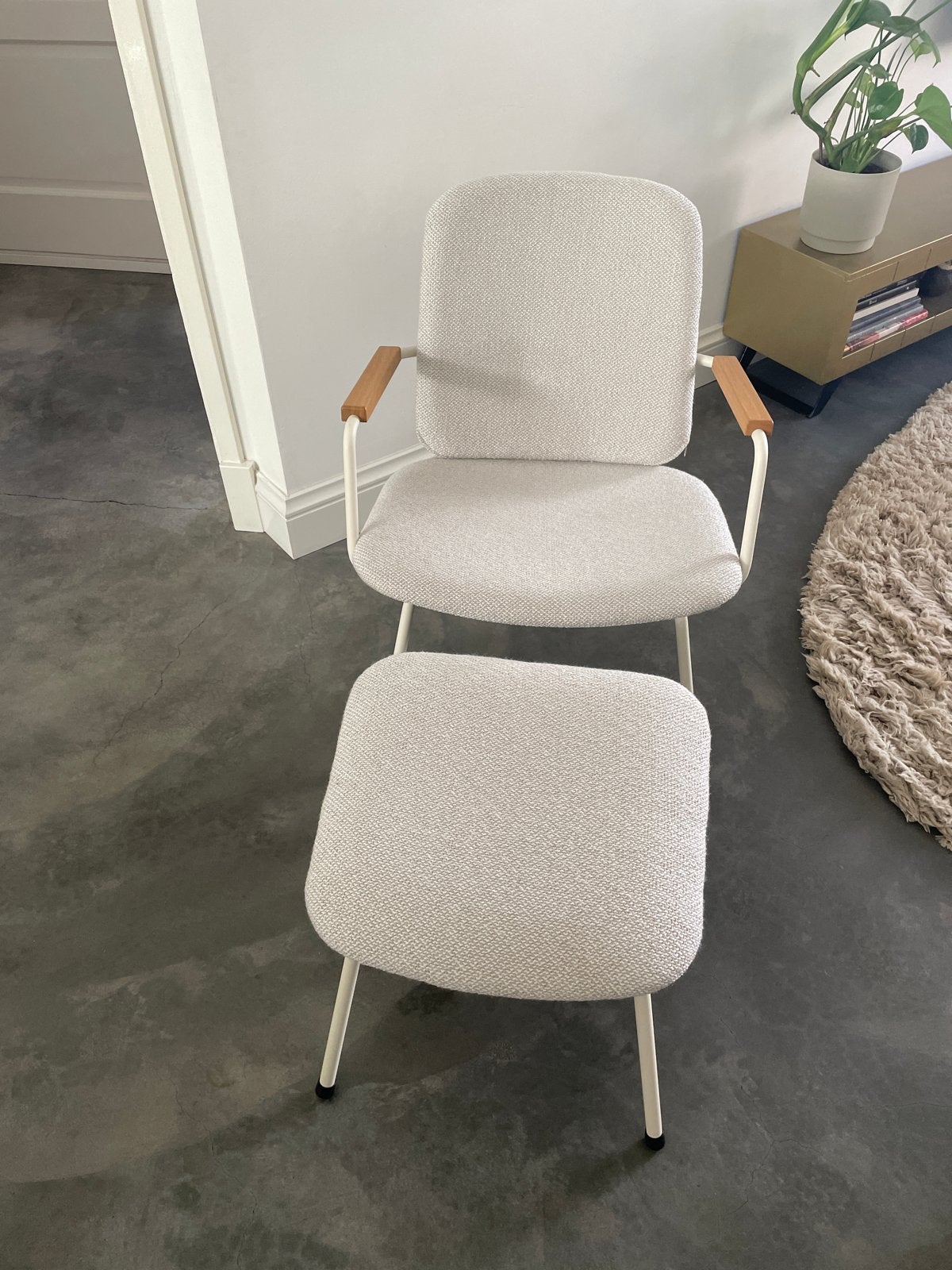 Design-in-box fauteuil met voetenbank - Zo goed als nieuw, Huis en Inrichting, Stoelen, Ophalen, Overige kleuren, Zo goed als nieuw