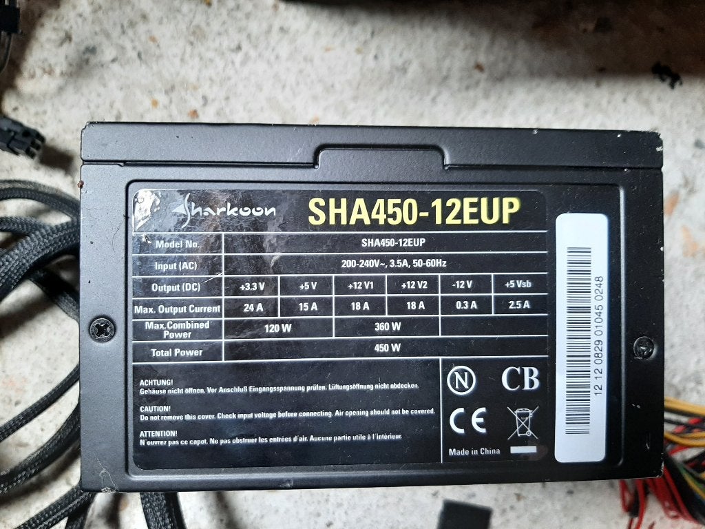 Sharkoon PC voeding ups 450 watt, Ophalen, Zo goed als nieuw