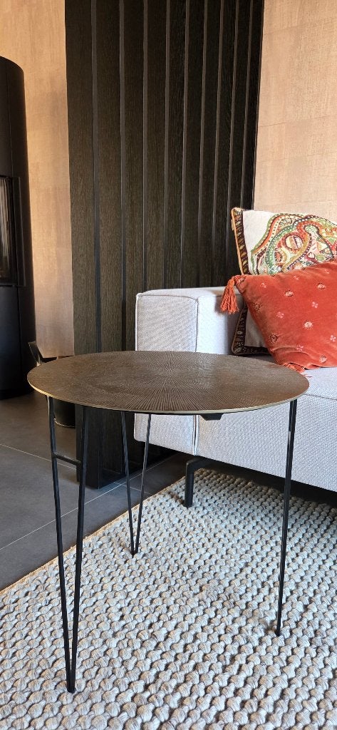 Bijzettafel brons, 45 tot 60 cm, Minder dan 55 cm, Metaal of Aluminium, Rond