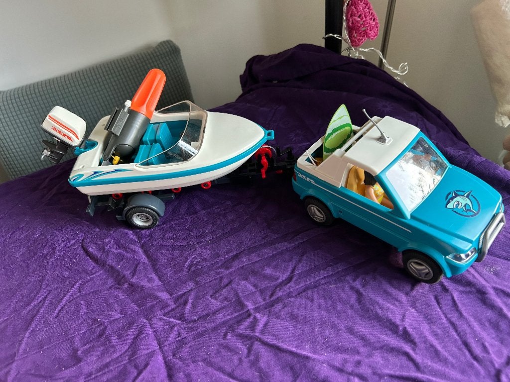 Playmobil 6864 auto, oplegger en motorboot, Kinderen en Baby's, Speelgoed | Playmobil, Ophalen of Verzenden, Gebruikt