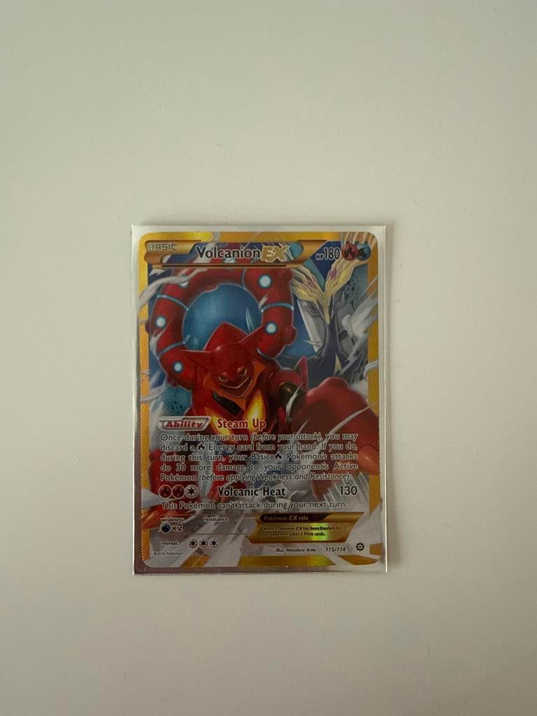Volcanion EX Pokémon Kaart 115/114 Full Art, Ophalen of Verzenden, Zo goed als nieuw, Losse kaart, Foil