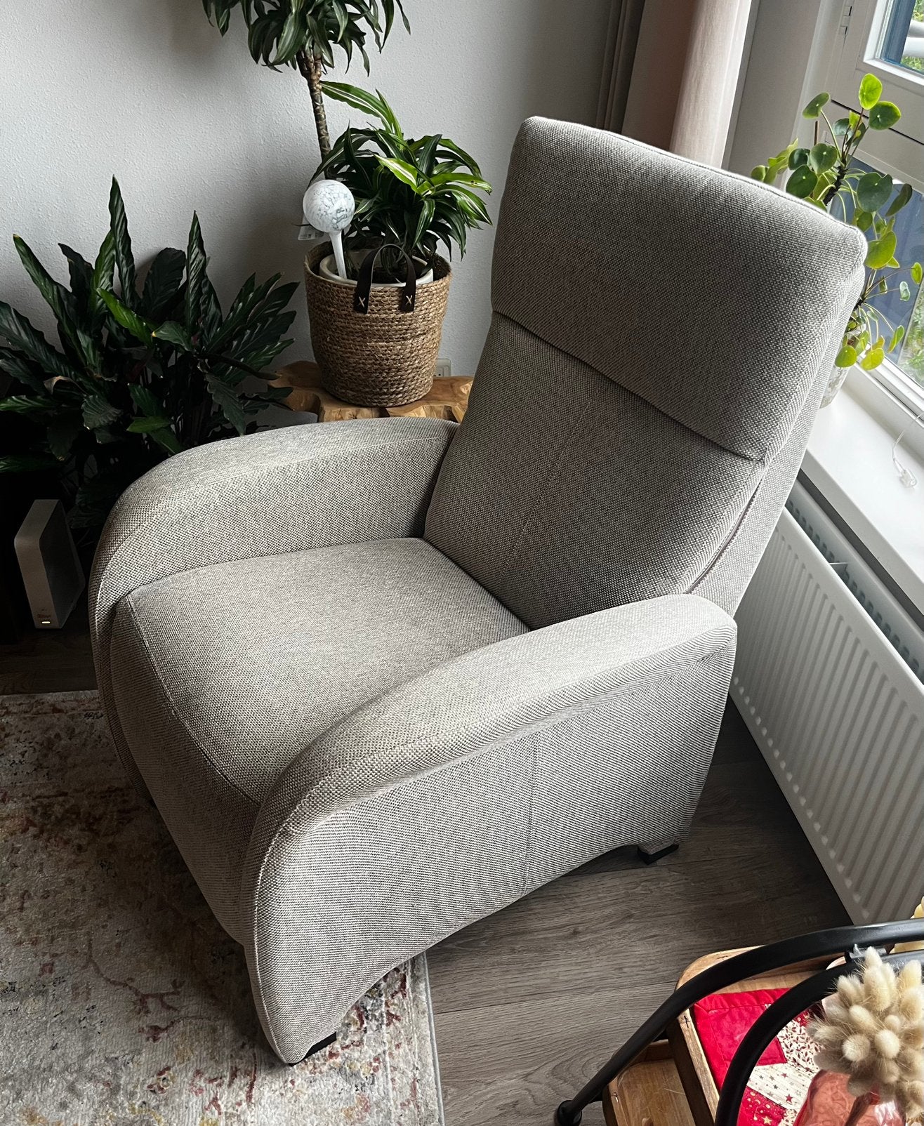 Fauteuil stoffen grijs gemêleerd, Huis en Inrichting, Fauteuils, Ophalen, Zo goed als nieuw, 75 tot 100 cm, 50 tot 75 cm