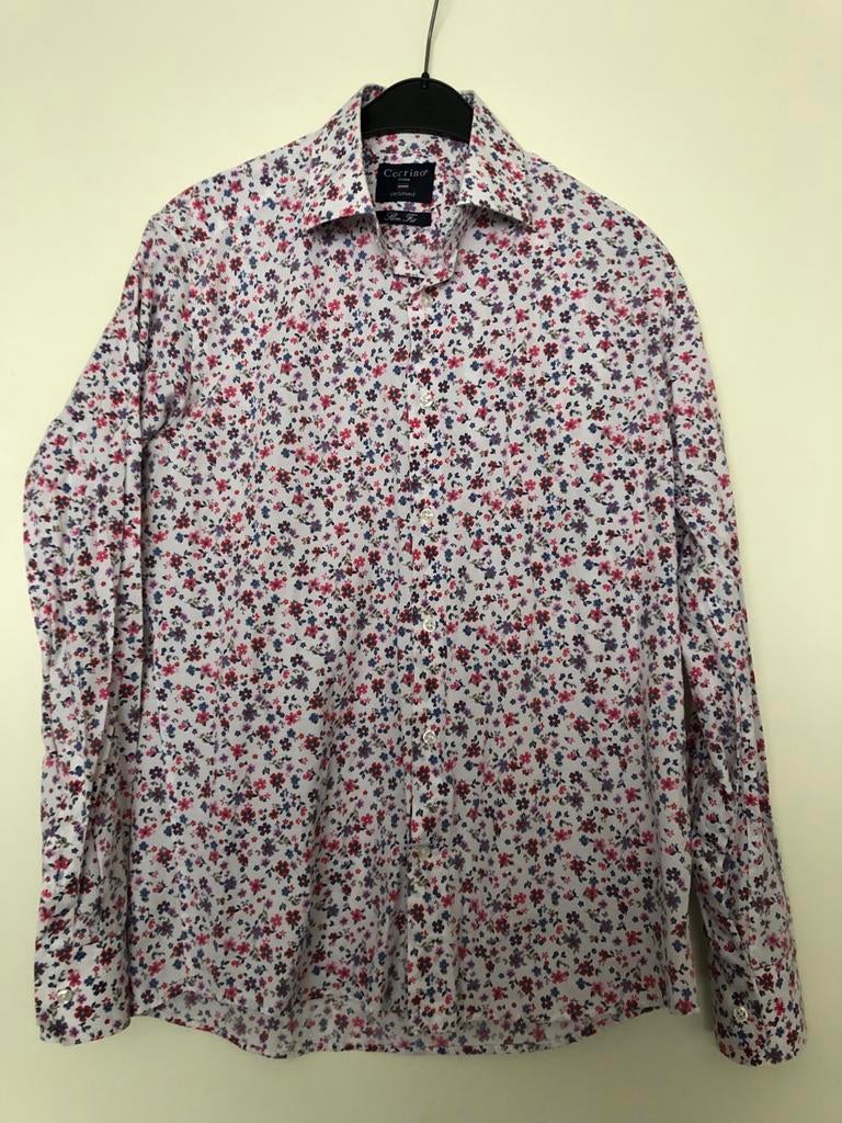 Nette blouse overhemd maat M Corinno Milano bloemenprint, Ophalen of Verzenden, Zo goed als nieuw, Overige kleuren, Halswijdte 39/40 (M)