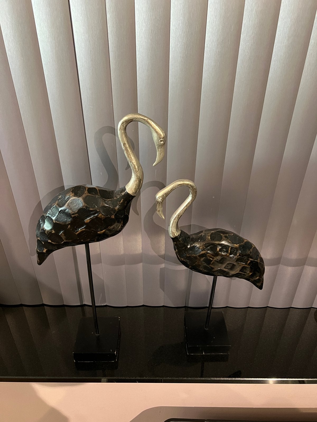 Decoratieve Flamingo Beelden, Ophalen of Verzenden, Gebruikt, Zwart, Hout