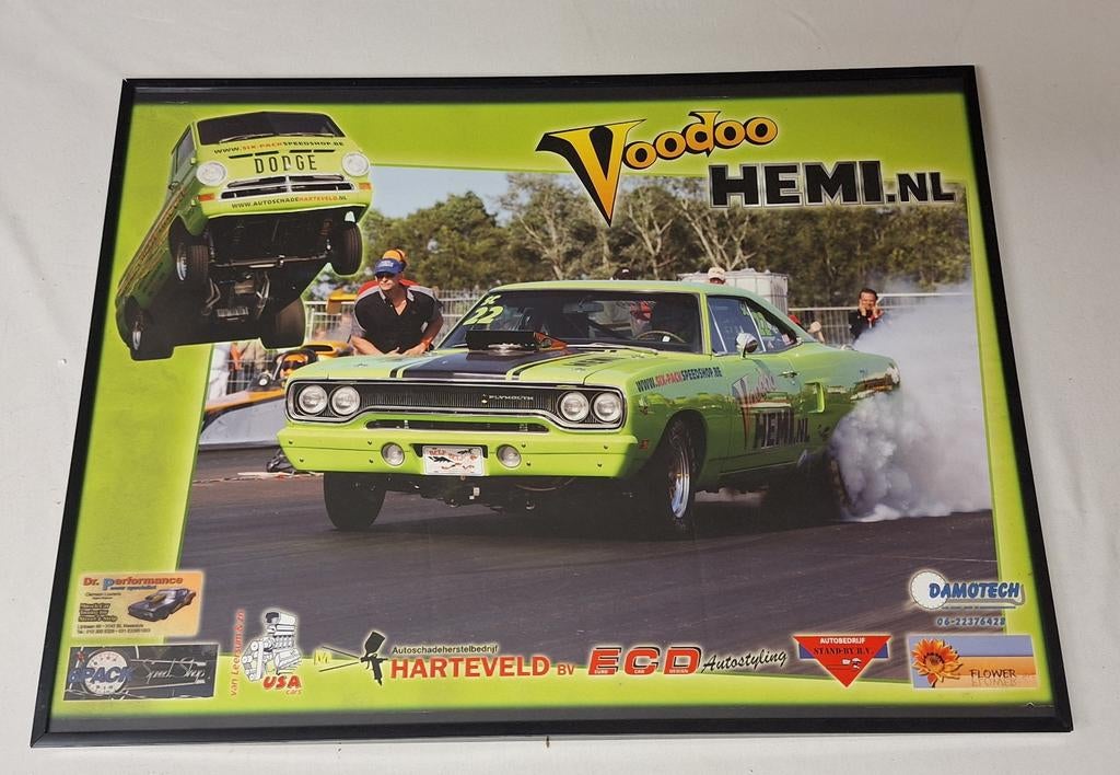 Mooie poster Plymouth Roadrunner en Dodge dragracers, Ophalen of Verzenden, A1 t/m A3