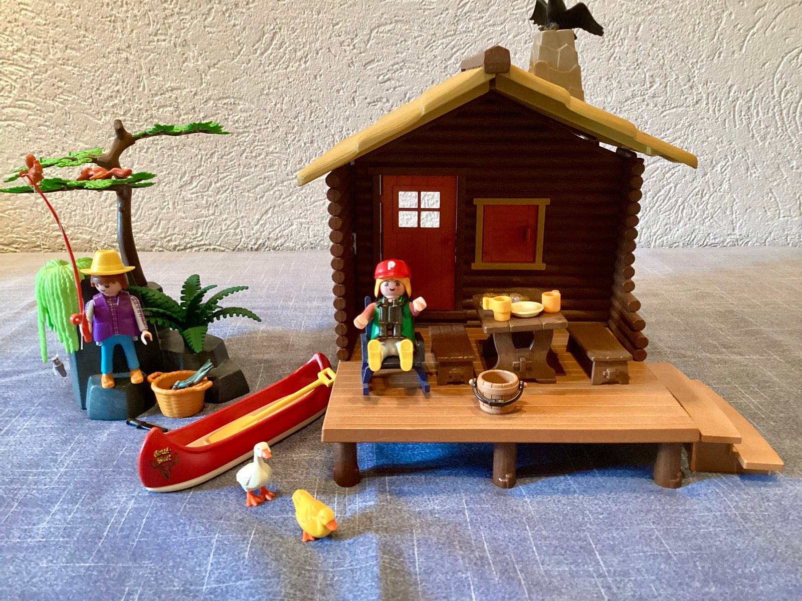 Playmobil Blokhut  3826 aan het water met Vissers en Dieren, Gebouw, Complete set, Ophalen of Verzenden, Zo goed als nieuw