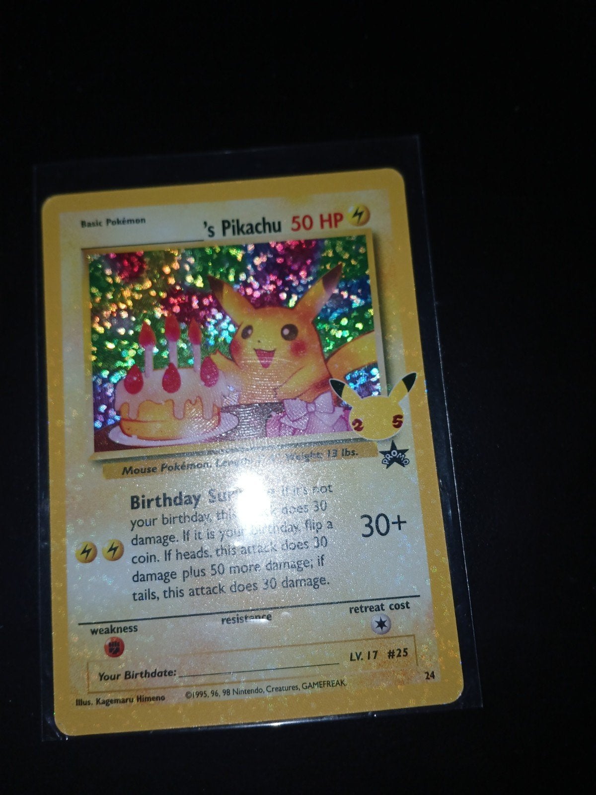 Pokémon Birthday Surprise Pikachu Kaart, Ophalen of Verzenden, Zo goed als nieuw, Losse kaart