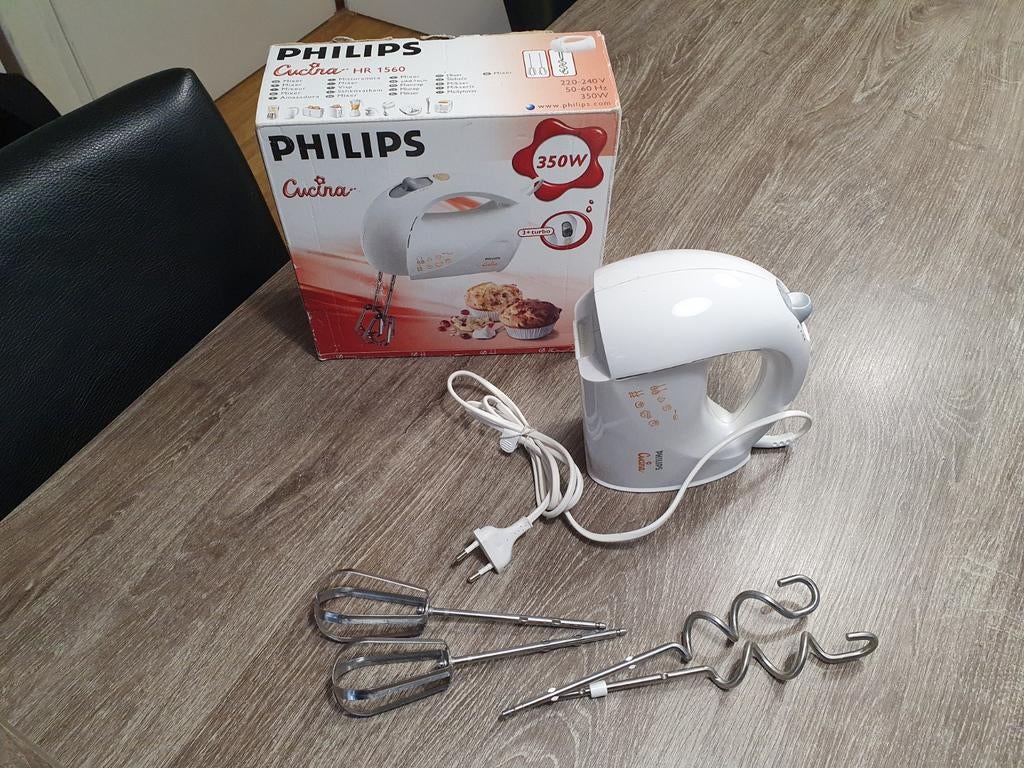 Philips handmixer met deeghaken, kloppers, 3 snelheden,turbo, Witgoed en Apparatuur, Keukenmixers, Ophalen of Verzenden, Zo goed als nieuw