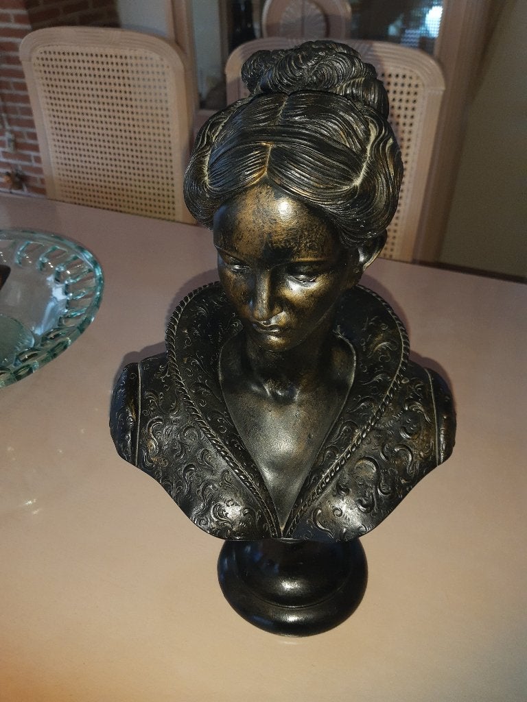 Vintage - Albast Beeld Buste Arnoldo Giannelli, Buste, Ophalen of Verzenden, 20 - 50 cm, Overige materialen