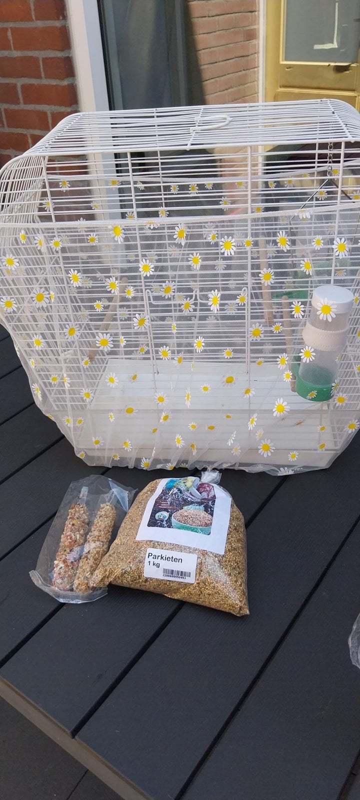 Mooie vogelkooi compleet met accessoires, Ophalen, Zo goed als nieuw, Metaal, Vogelkooi