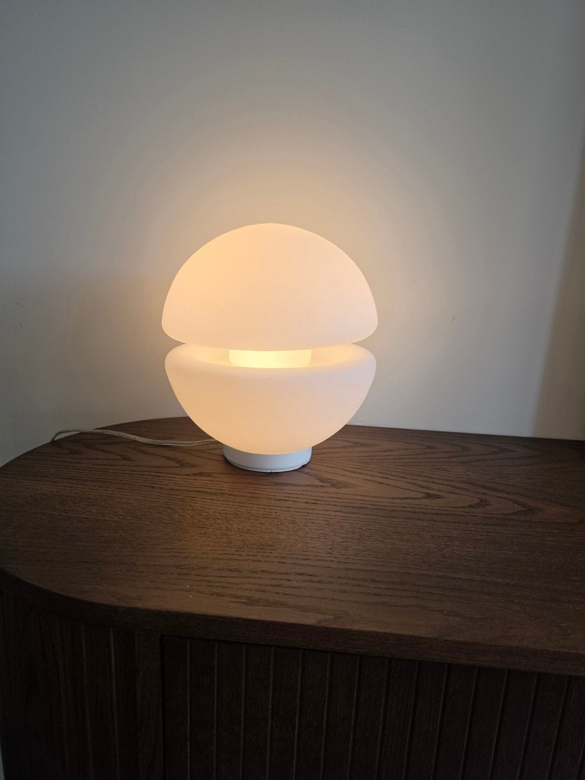 vintage Italiaans mushroom spaceage lamp opaline glas, Vintage, Wit, Ophalen of Verzenden, Glas