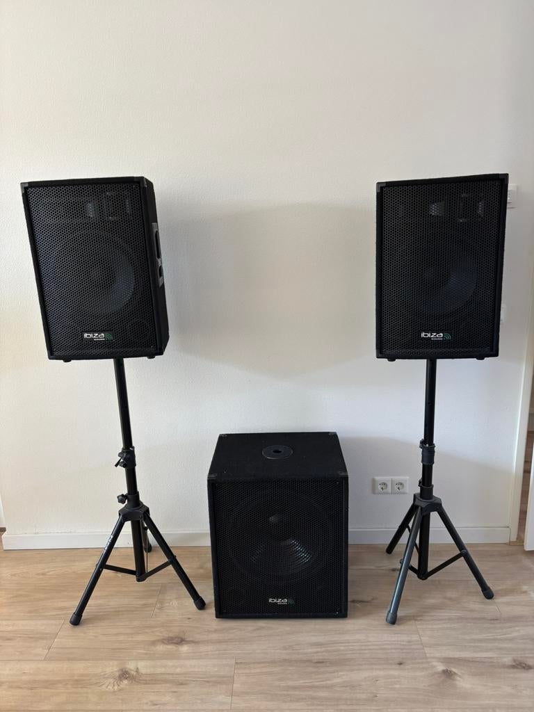 Ibiza Sound CUBE1512 actieve 2.1 speaker subwoofer set 2000W, Ophalen, Zo goed als nieuw, 1000 watt of meer, P.A.