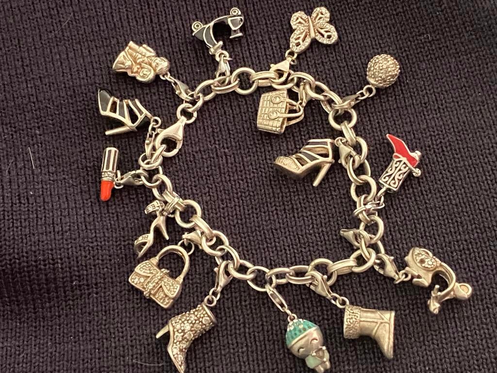 Prachtige zilveren bedelarmband, Antiek en Kunst, Ophalen of Verzenden, Zilver
