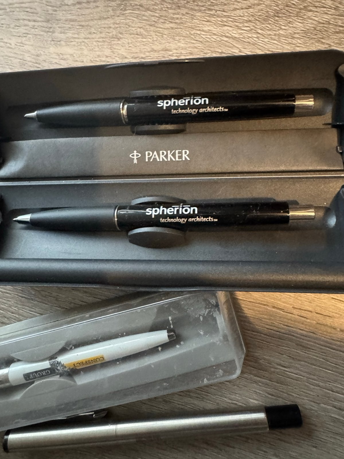 18 parker pennen met reclame, Verzamelen, Gebruikt, Parker met reclame, Met reclame, Parker