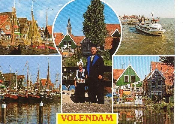 Ansichtkaart	Volendam	5-luik	Klederdracht, Verzenden, 1960 tot 1980, Ongelopen, Noord-Holland