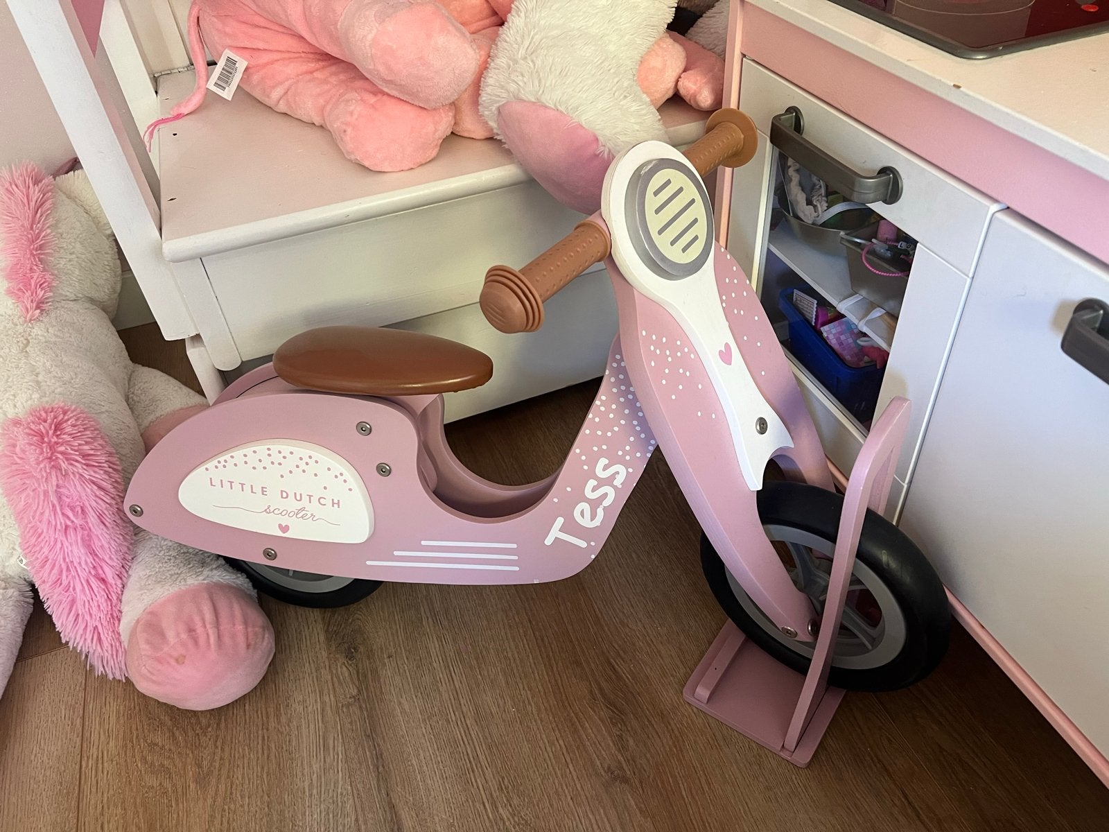 Little Dutch Houten Scooter Loopfiets Roze - Tess, Ophalen, Zo goed als nieuw, 14 inch of minder