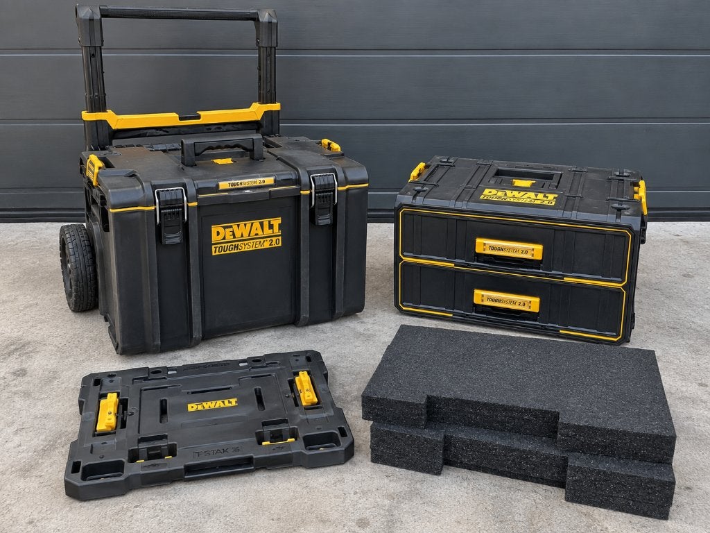 DeWALT ToughSystem 2.0 – Trolley + 2 laden + adapter + foam, Ophalen, Zo goed als nieuw