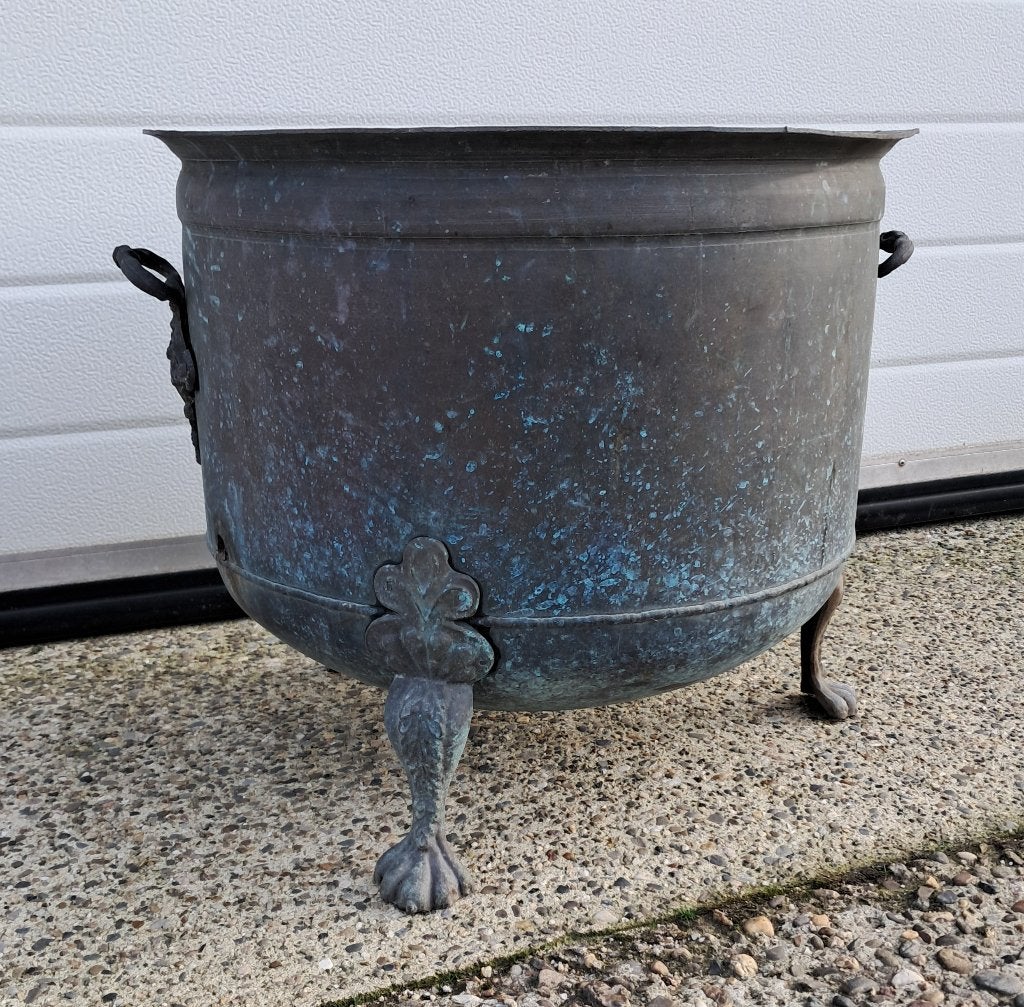 Grote bronzen decoratieve haardhoutbak 46 cm doorsnede, Ophalen, Gebruikt, Vrijstaande haard, Overige soorten