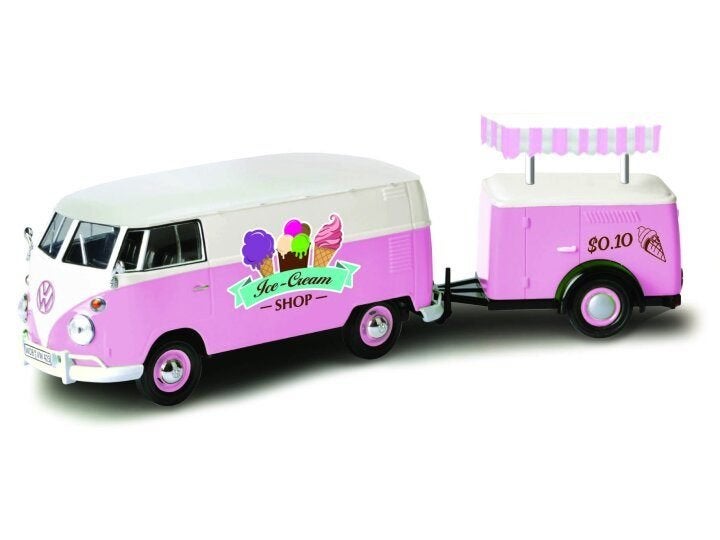 Nieuwe modelauto , VW T1 met aanhanger , schaal 1:24, Auto, Dalen, Nieuw, Ophalen of Verzenden