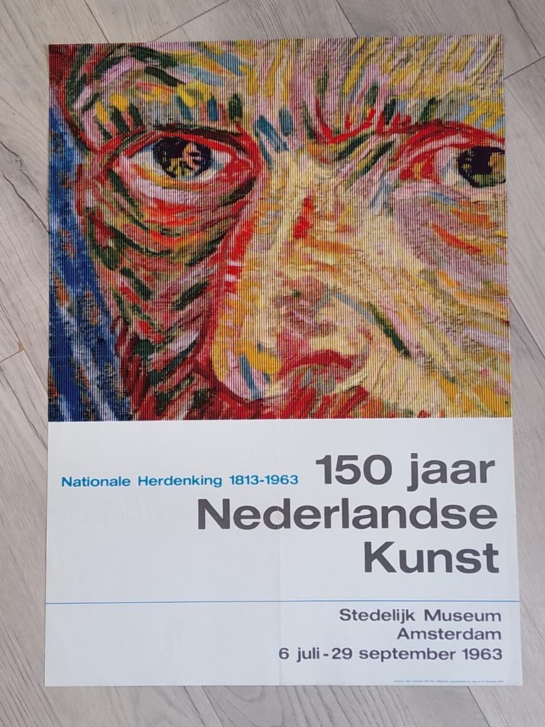 Otto Treumann Poster 150 jaar Nederlandse Kunst Stedelijk, Ophalen of Verzenden, A1 t/m A3, Overige onderwerpen, Rechthoekig Staand