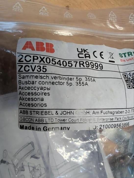ABB Verzamelrail Busbar Connector 5p 355A Nieuw, Ophalen of Verzenden, Nieuw, Overige typen