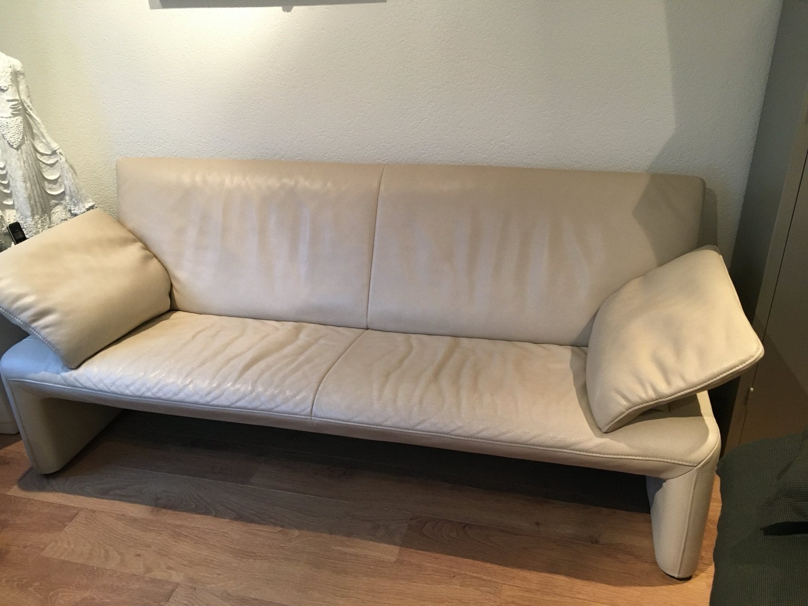 Jori JR-8700/225 Maya Vanille Leren Bank, Ophalen, Gebruikt, Tweepersoons, Rechte bank