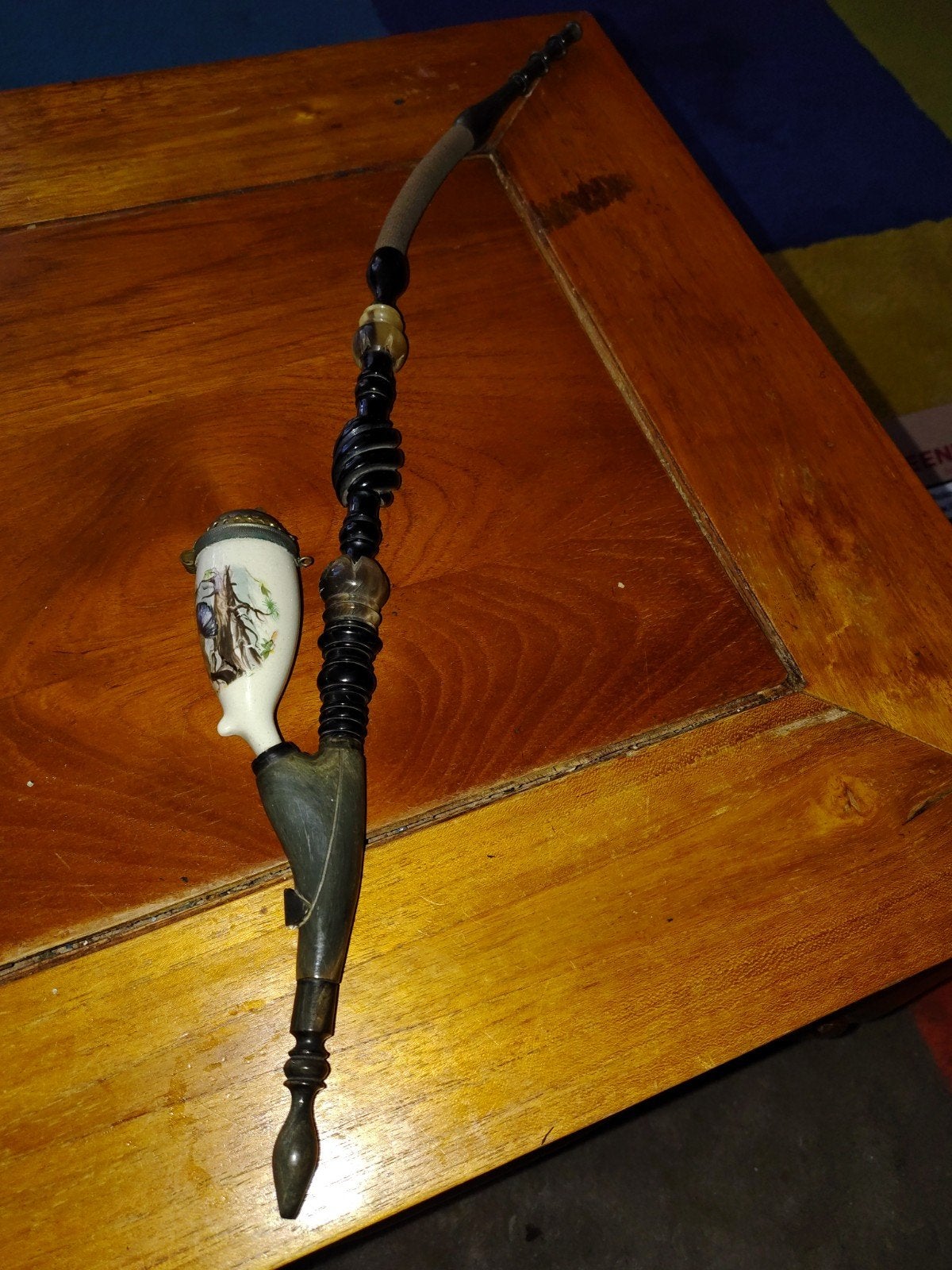 Antieke pijp met gedetailleerde kom en steel, Verzamelen, Ophalen of Verzenden, Gebruikt, (Water)pijp