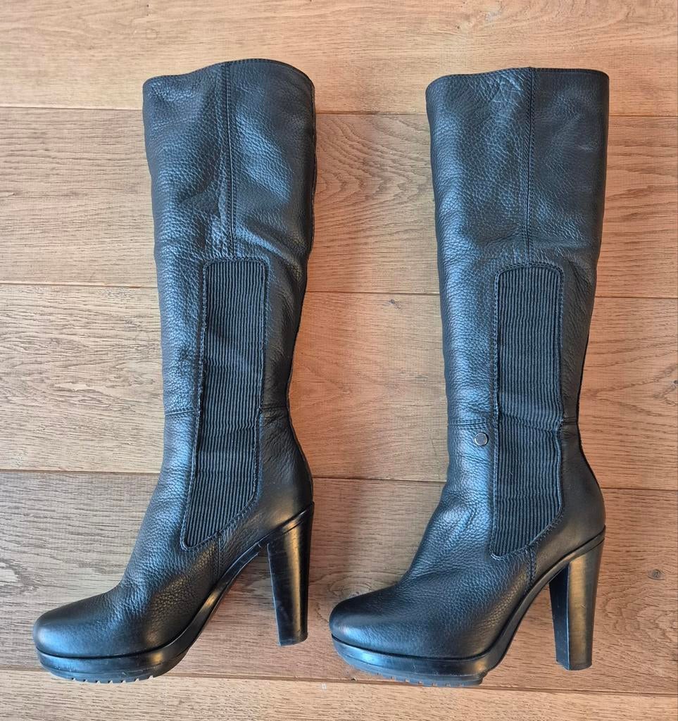 Alberto Gozzi zwarte leren laarzen met hak maat 40, Kleding | Dames, Schoenen, Hoge laarzen, Zwart, Ophalen of Verzenden, Zo goed als nieuw