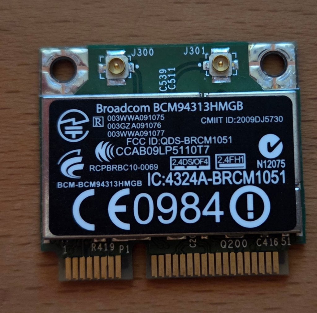Broadcom BCN94313HMGB Wifi / Bluetooth Half Mini PCI-e card, Ophalen of Verzenden, Gebruikt, Intern, Broadcom