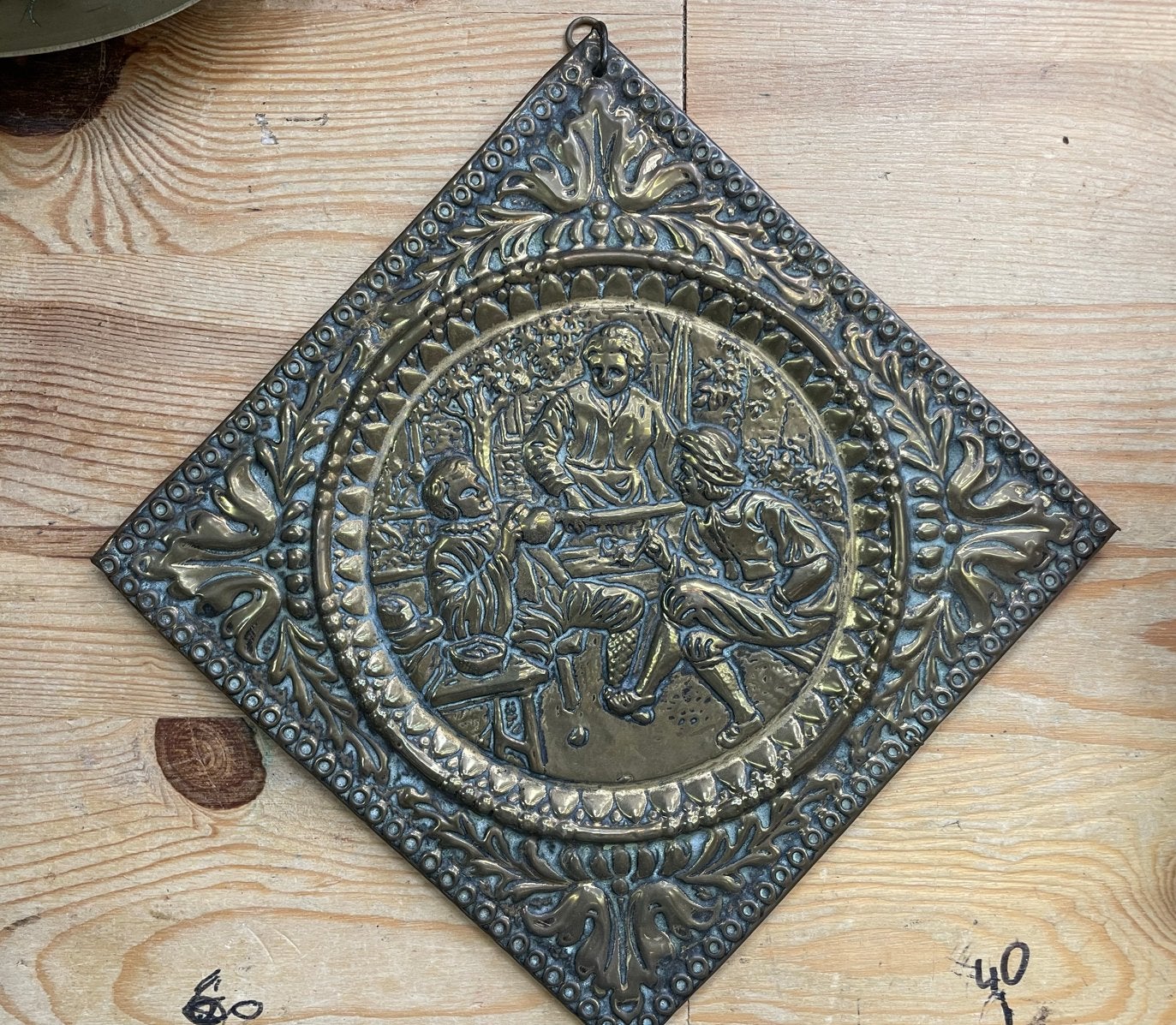 Antiek Koperen Reliëf Plaquette (wd-30), Antiek en Kunst, Ophalen of Verzenden, Koper